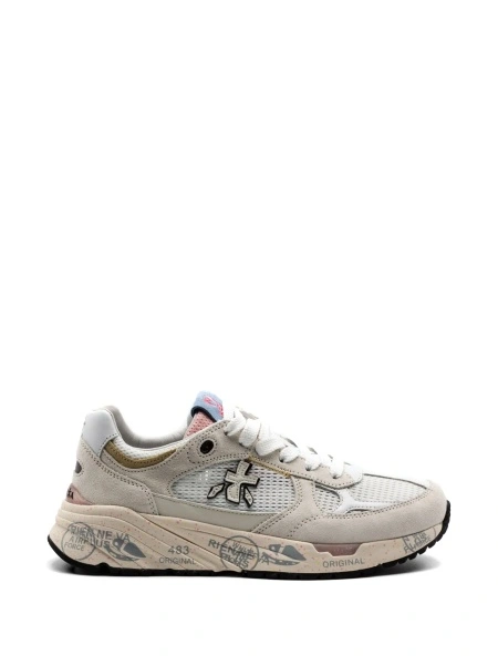 Sneakers Premiata albi din poliuretan si poliamida