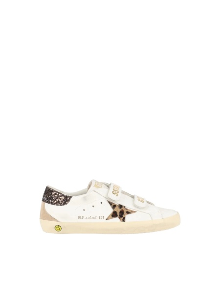 Sneakers SNEAKERS OLD SCHOOL LEATHER UPPER TONGUE AND STRAP HORSY STAR SUEDE SPUR GLITTER HEEL WHITE/LEOPARD/BEIGE/BROWN