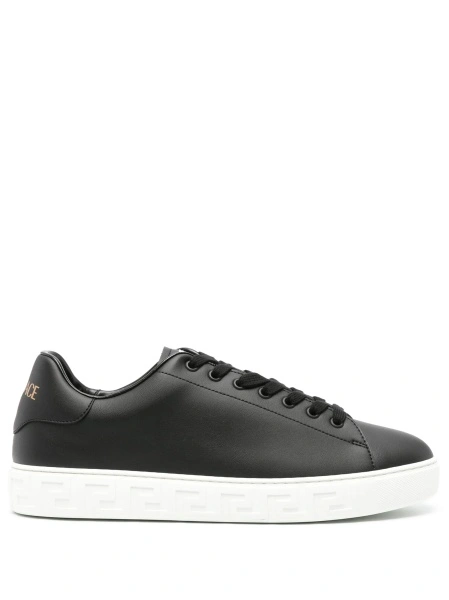 Sneakers Versace Greca negri din poliuretan