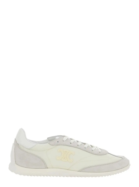 Sneakers White Low Top Sneakers with Triomphe Detail in Leather for Women