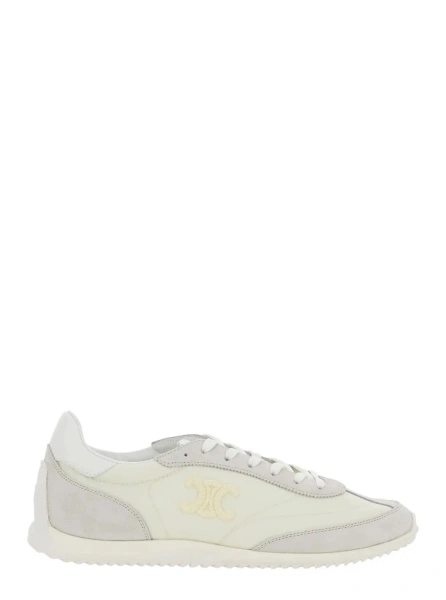 Sneakers White Low Top Sneakers with Triomphe Detail in Leather for Women