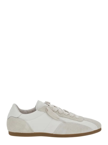 Sneakers White Sneakers with Chunky Sole and Contrast Green Pull-tab