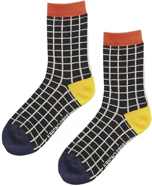 Sosete Black Checkered Short Socks