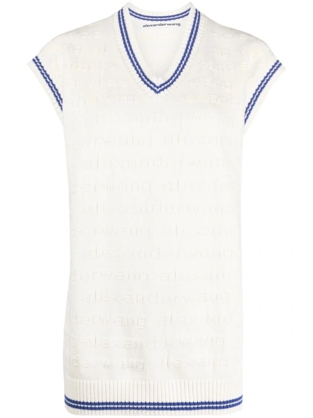 Top tricotat Alexander Wang alb