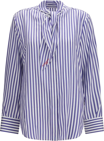 Topuri Silk striped Cocoon Shirt with bow