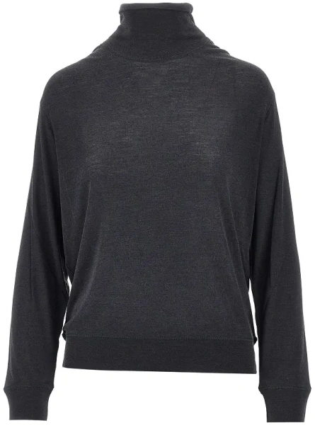 Topuri Wool and silk jersey mock-neck top
