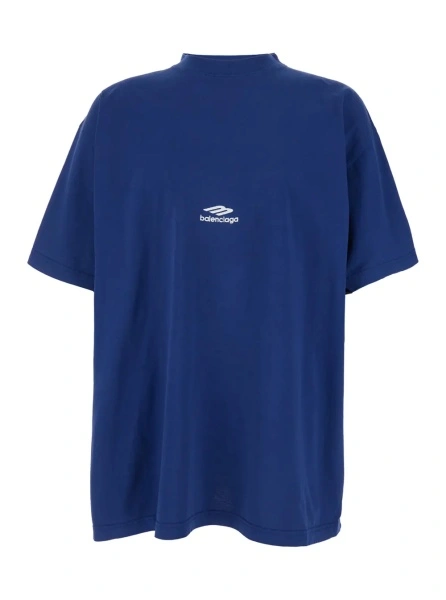 Tricou Balenciaga albastru din bumbac