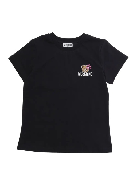 Tricou Black 'Logo' T-Shirt with Front Logo in Cotton for Girls