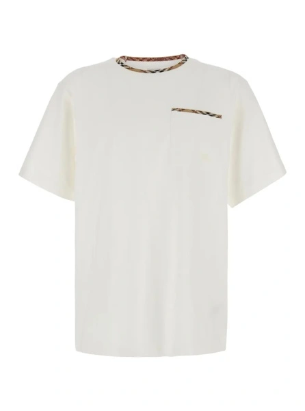 Tricou Burberry alb din bumbac 'RYAN'