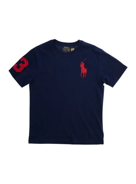 Tricou Crew Neck 'Pony' T-Shirt with Front Embroidery and Short Sleeves in Blue for Kids