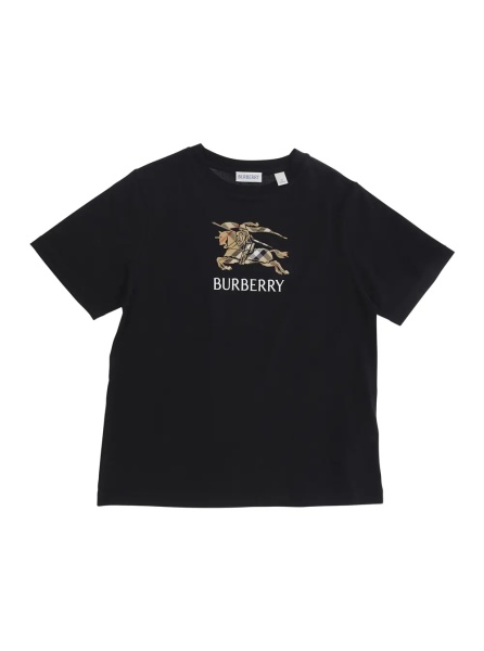 Tricou Crew Neck T-Shirt with Logo Lettering and EKD Embroidery on the Front in Black Cotton Boy