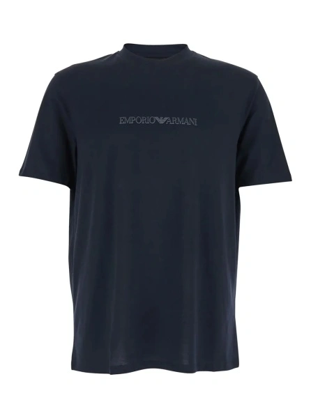 Tricou Emporio Armani albastru din bumbac