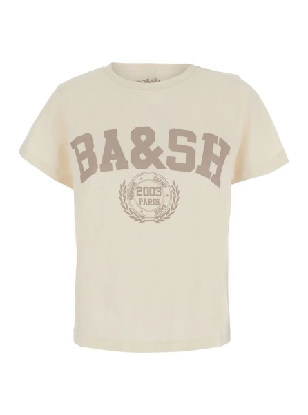 Tricou 'IONI' white T-shirt with short sleeves and front logo in cotton for women