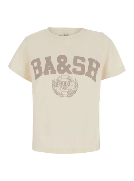 Tricou 'IONI' white T-shirt with short sleeves and front logo in cotton for women