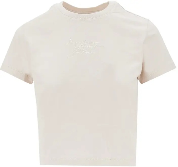 Tricou MAISON KITSUNÉ 'Poetic Script' print cropped T-shirt