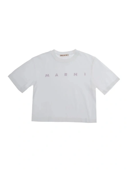 Tricou Marni alb din bumbac