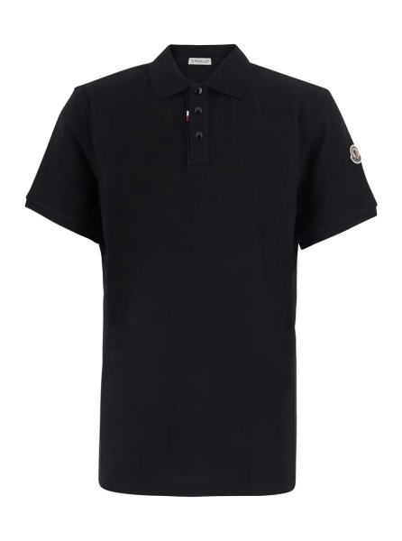 Tricou Polo Black Polo Shirt with classic collar and logo patch on the sleeve in cotton for men