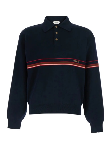 Tricou Polo blue Polo Shirt with classic collar and logo lettering on the front in cotton for men