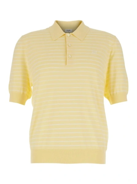 Tricou polo Céline galben din bumbac