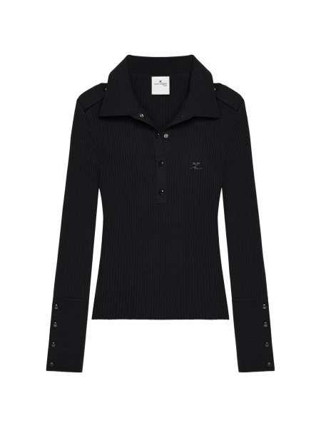 Tricou Polo COURRÈGES negru din vascoza si polyester