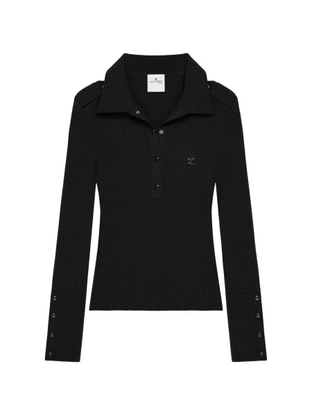 Tricou Polo COURRÈGES negru din vascoza si polyester