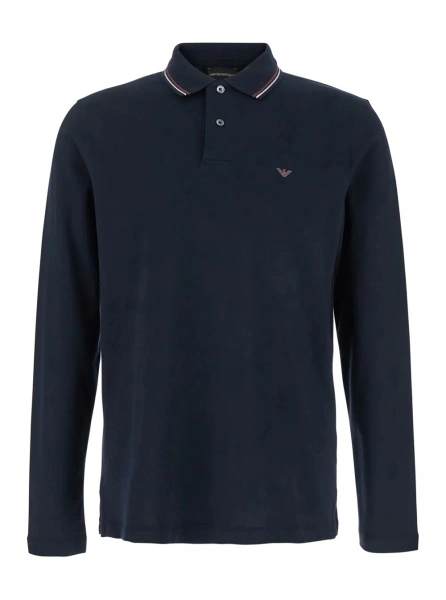 Tricou polo Emporio Armani albastru din bumbac