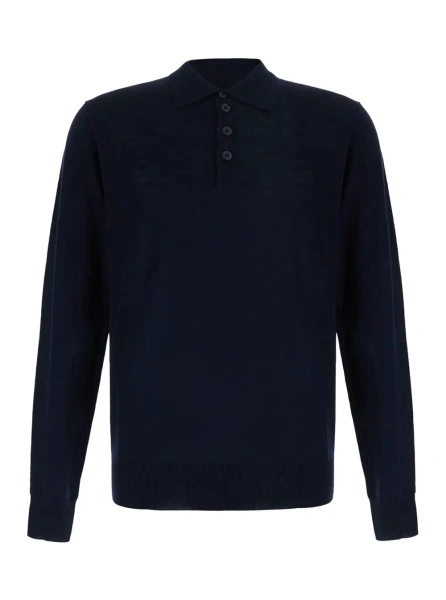 Tricou polo Emporio Armani albastru din lana