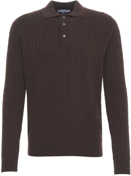 Tricou polo Gender maro din casmir