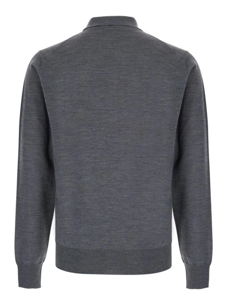 Tricou Polo Grey polo shirt with polo collar and tonal logo in wool men