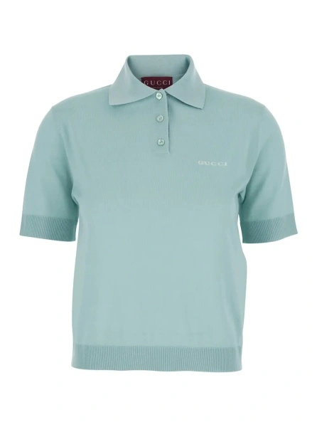 Tricou polo Gucci albastru din lana