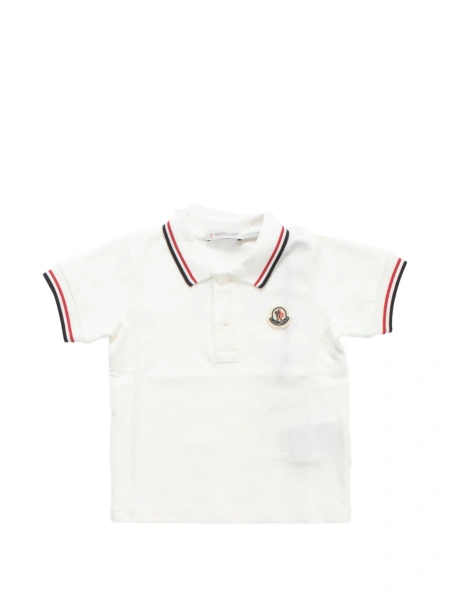 Tricou Polo Moncler alb din elastan si bumbac