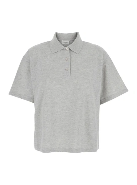 Tricou polo Saint Laurent gri din bumbac