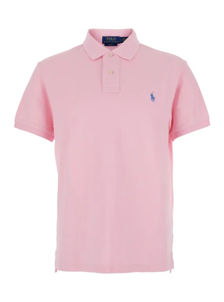 Tricou Polo 'Slim Fit' Pink Polo Shirt with classic collar and Pony embroidery on the front in cotton for men