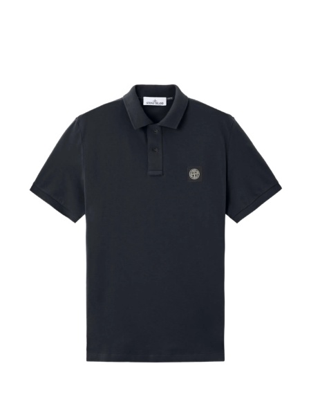 Tricou Polo Stone Island albastru din spandex/elastan si bumbac
