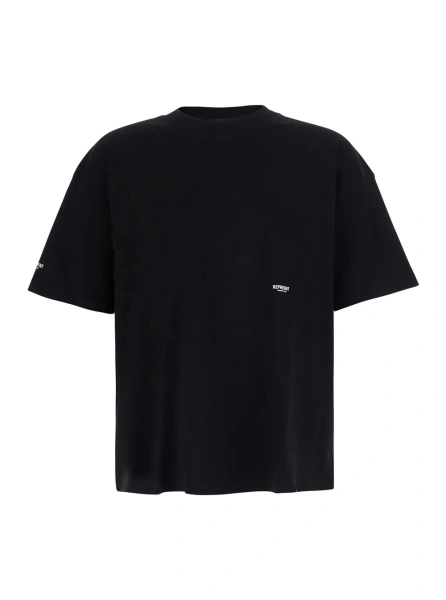Tricou REPRESENT negru din bumbac cu logo pe piept, spate si maneca