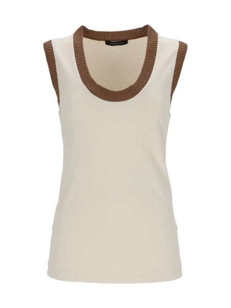 Tricou RIBBED JERSEY TANK TOP WITH SEQUIN KNIT TRIM