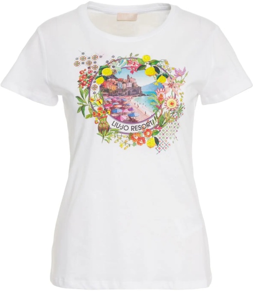 Tricou T-shirt with print and rhinestones