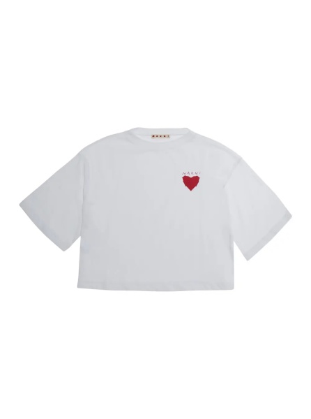Tricou White Crew neck T-shirt with logo on the front in cotton Girl