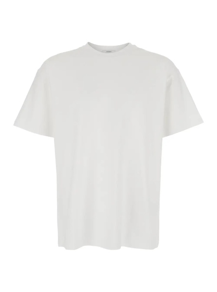 Tricou White Crewneck T-Shirt with Logo Lettering on the Rear in Cotton Man