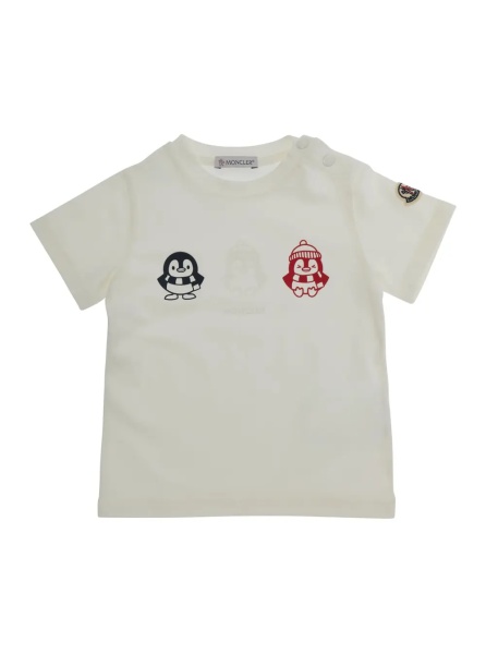 Tricou White T-shirt with logo patch and prints on the front in cotton baby