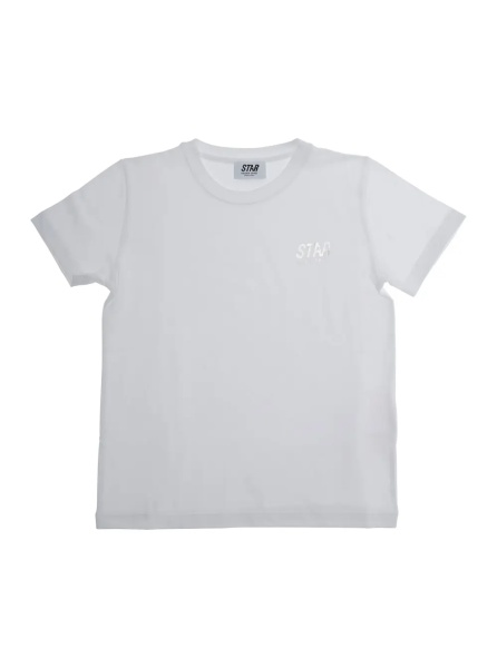 Tricou White T-Shirt with Round Neck and Logo on the Front in Cotton Boy