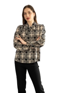 Bluza dama 820 - Crem/Negru