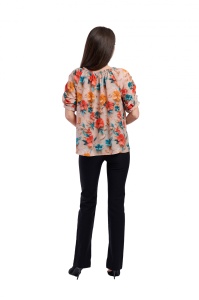 Bluza dama 933 - Crem/Portocaliu/Turcoaz - Img 2