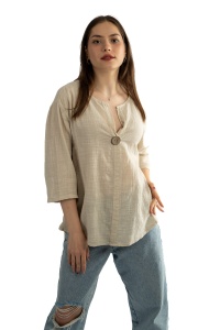 Camasa dama uni, Bej, Oversize