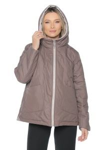 Geaca dama reversibila 2 fete, cu gluga, matlasata 2903, Bej Deschis-Maro - Img 6