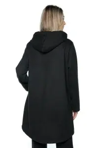 Hanorac dama cu glugă și fermoar, One size, Negru - Img 2