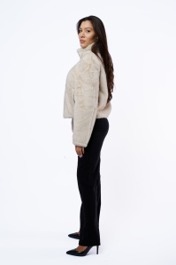 Jacheta dama blana sintetica 631 - Crem - Img 2