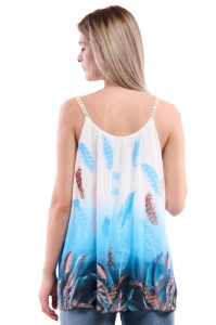 Maieu dama 8958 cu imprimeu, Bleu/Alb, One Size - Img 3
