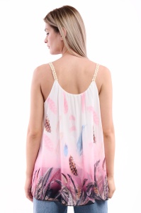 Maieu dama 8958 cu imprimeu, Roz/Alb, One Size - Img 3