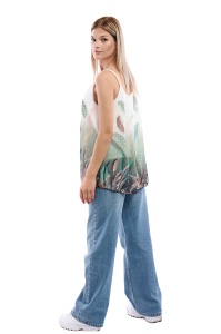 Maieu dama 8958 cu imprimeu, Verde/Alb, One Size - Img 2